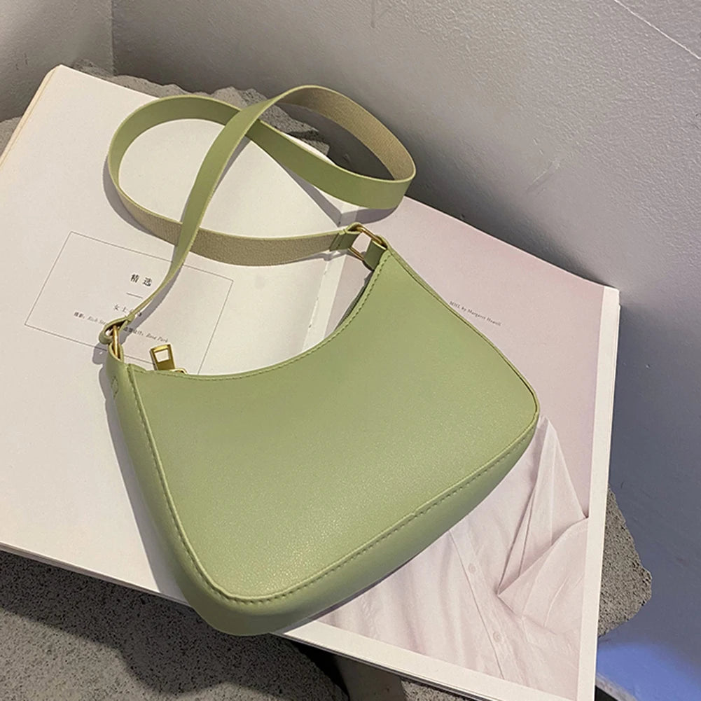 Retro Solid Color PU Leather Women's Shoulder Bag
