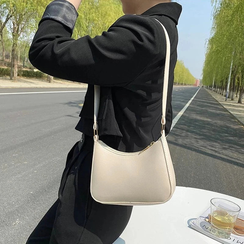 Retro Solid Color PU Leather Women's Shoulder Bag