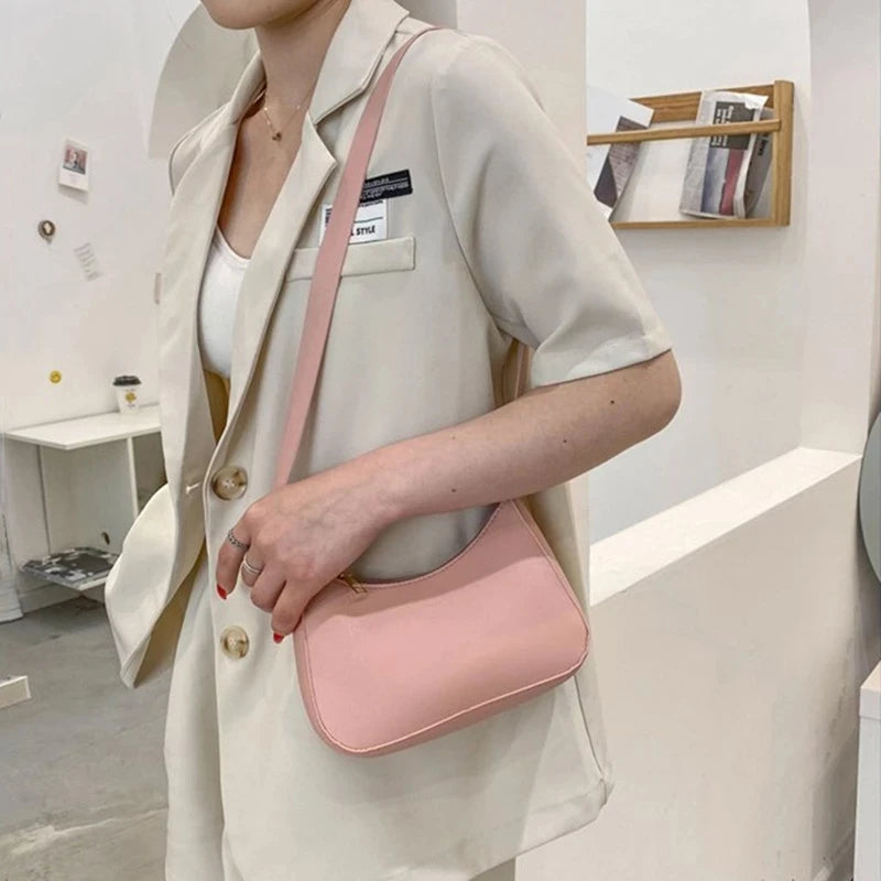 Retro Solid Color PU Leather Women's Shoulder Bag