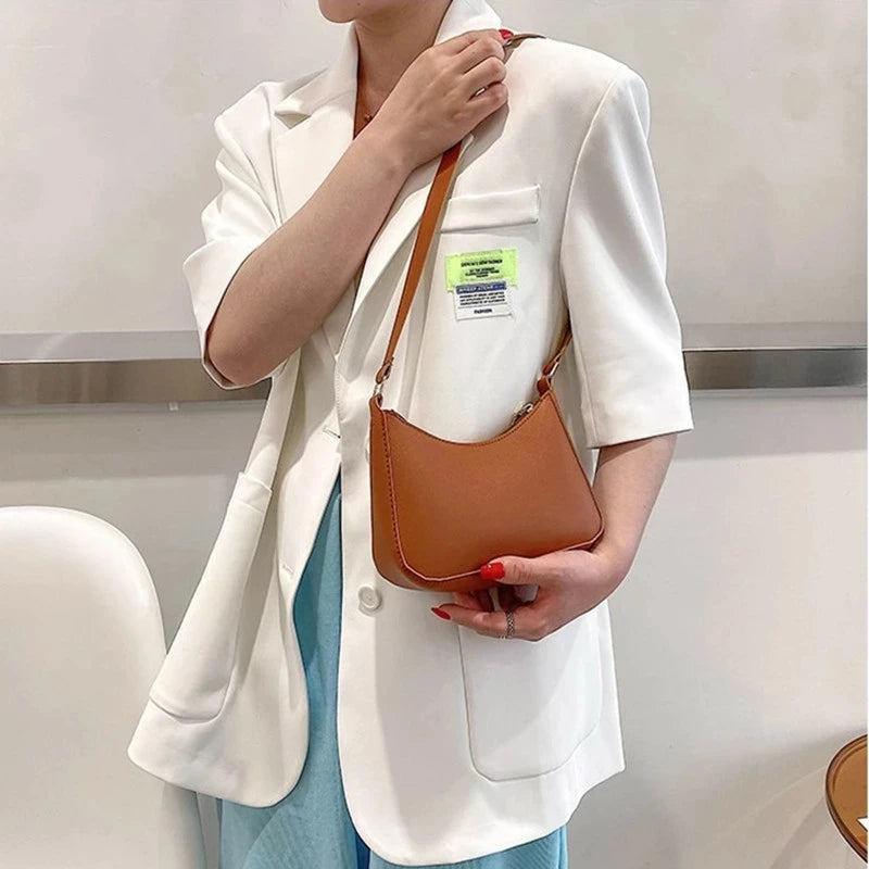 Retro Solid Color PU Leather Women's Shoulder Bag