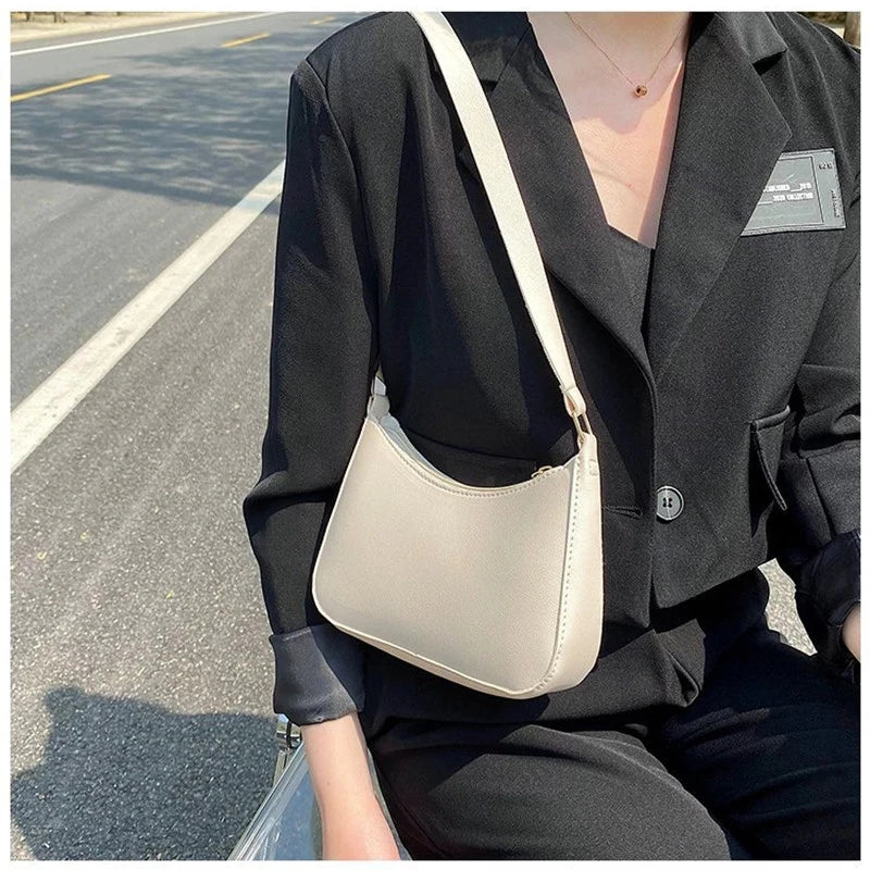 Retro Solid Color PU Leather Women's Shoulder Bag