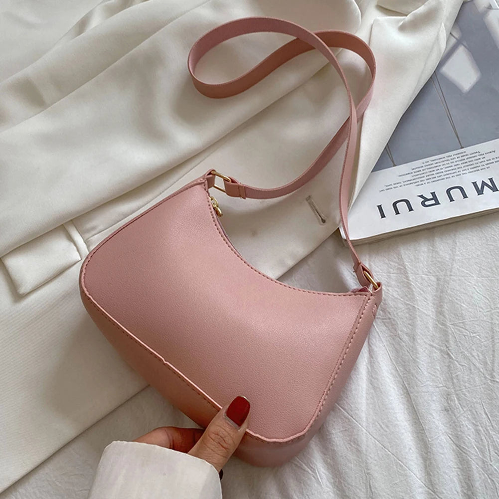 Retro Solid Color PU Leather Women's Shoulder Bag
