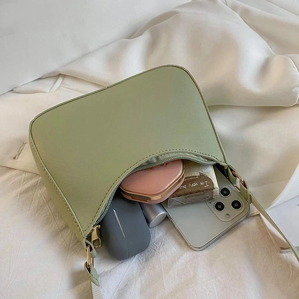Retro Solid Color PU Leather Women's Shoulder Bag