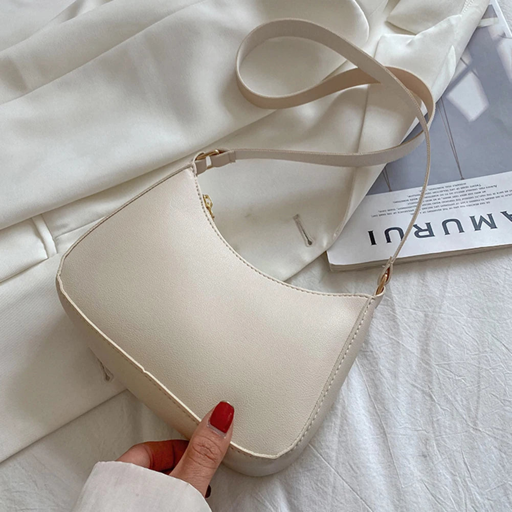 Retro Solid Color PU Leather Women's Shoulder Bag