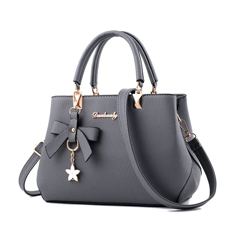 Elegant Women's Messenger Bag with Flower Pendant