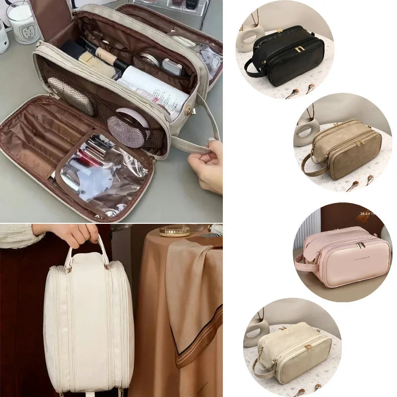 Large Capacity Double Zipper Makeup Bag