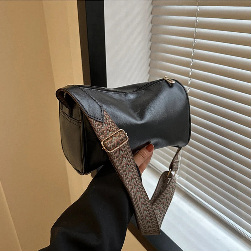Vintage PU Leather Boston Crossbody Bag