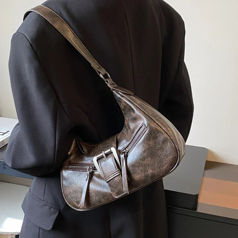Retro Belt Design PU Leather Crossbody Bag