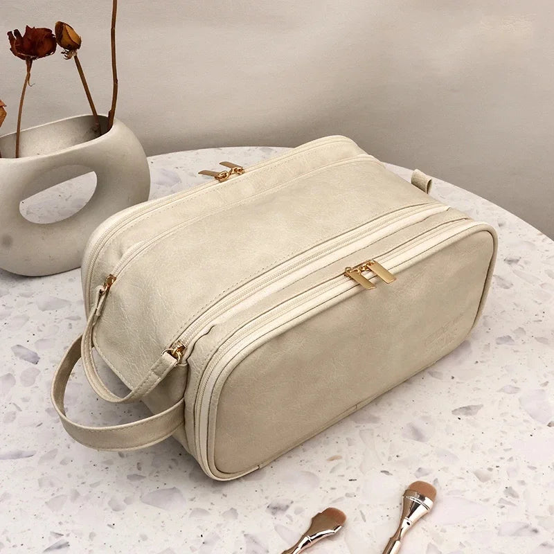 Large Capacity Double Zipper Makeup Bag