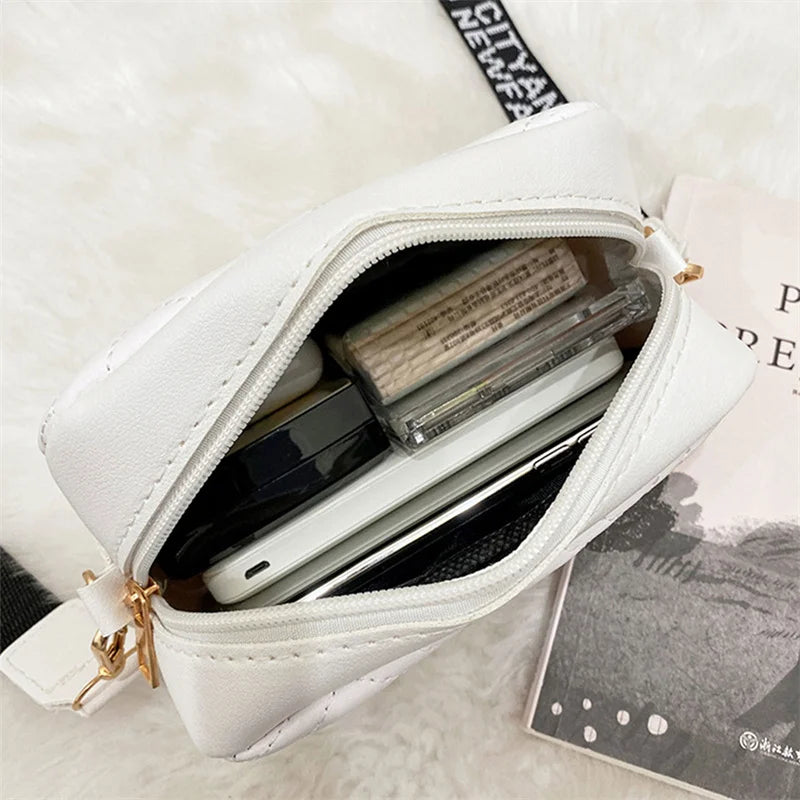 Fashion Solid Color Leather Woven Crossbody Bag