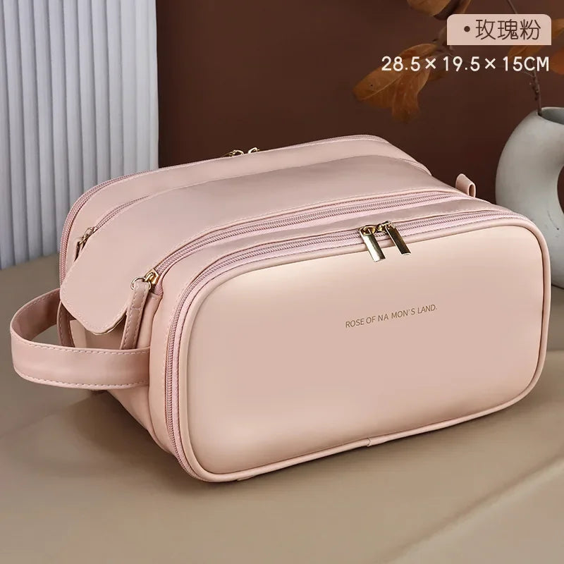 Large Capacity Double Zipper Makeup Bag