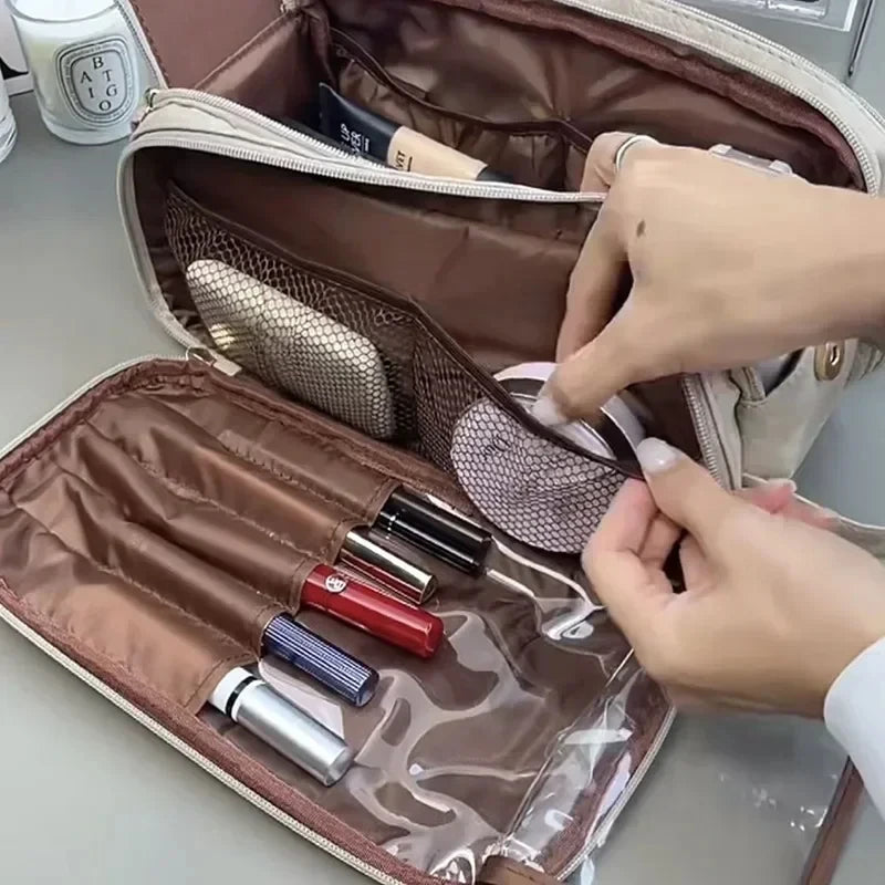 Large Capacity Double Zipper Makeup Bag