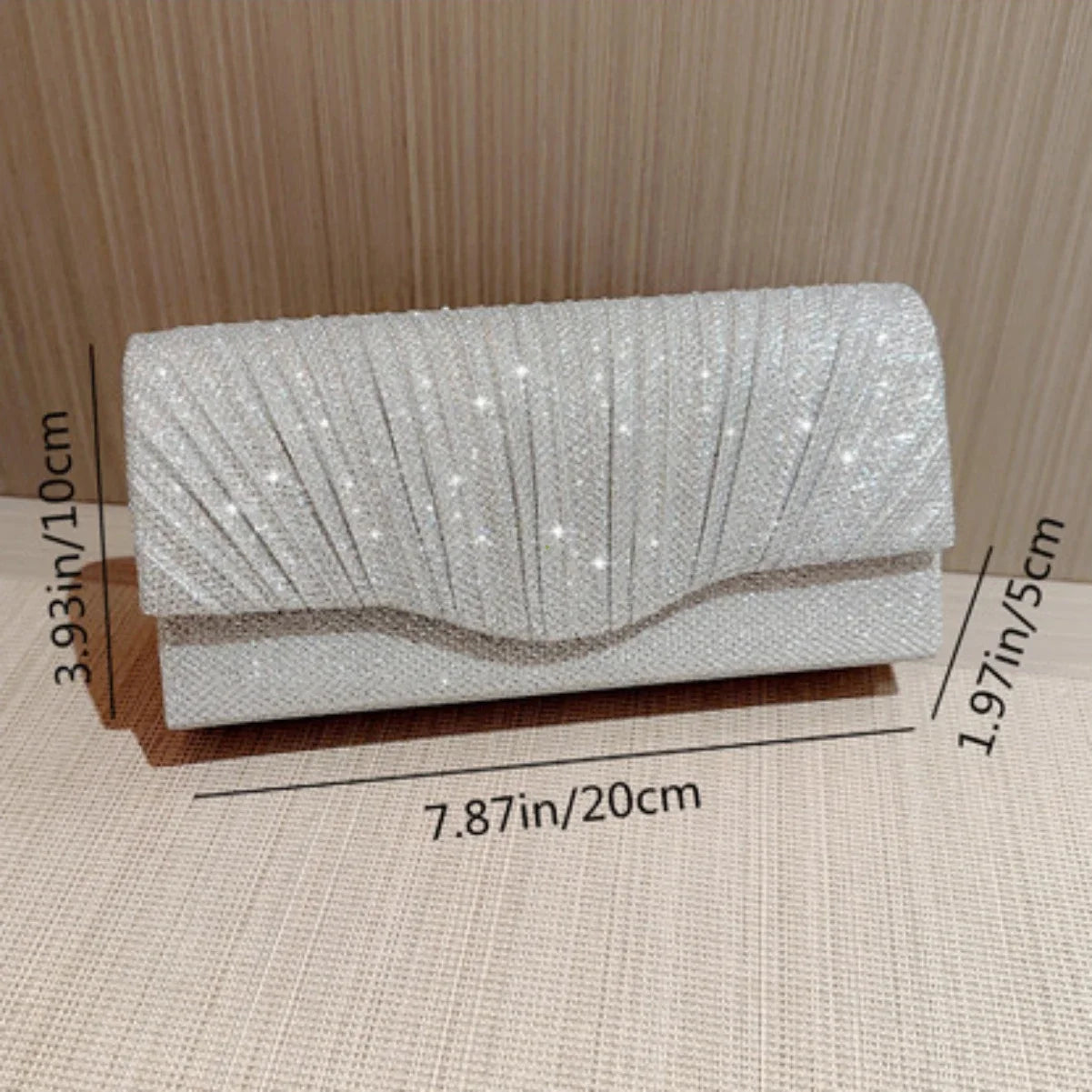 Glitter Silver Envelope Evening Bag