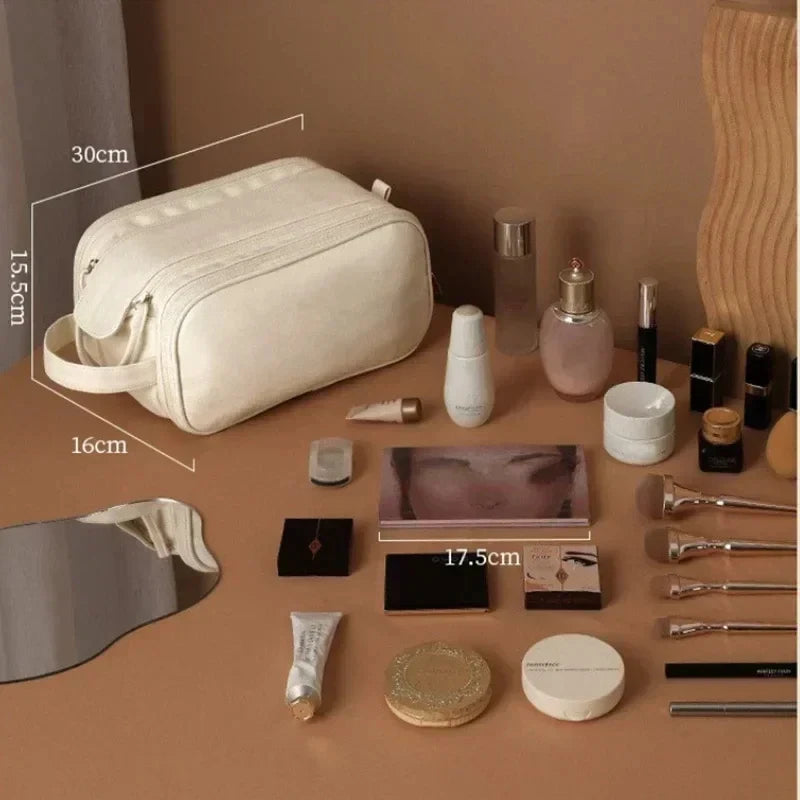 Large Capacity Double Zipper Makeup Bag