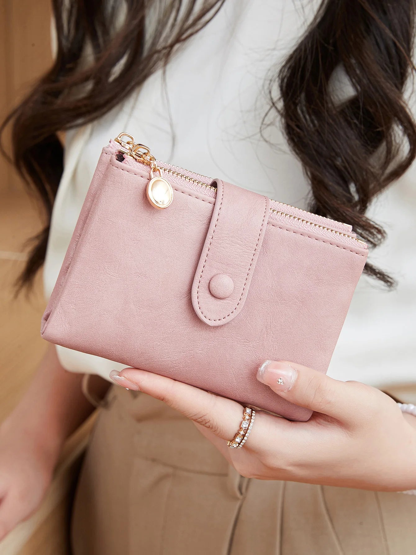 Minimalist Women's Triple-Layer Zipper Wallet