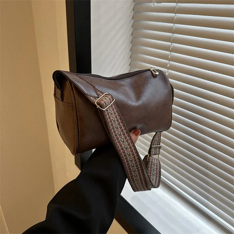 Vintage PU Leather Boston Crossbody Bag