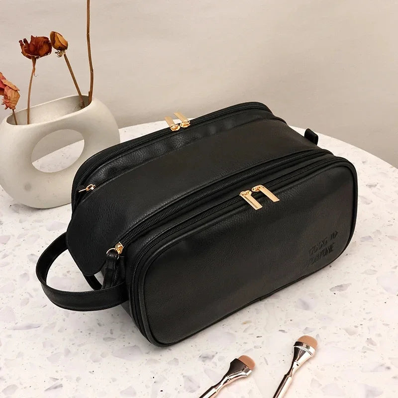 Large Capacity Double Zipper Makeup Bag