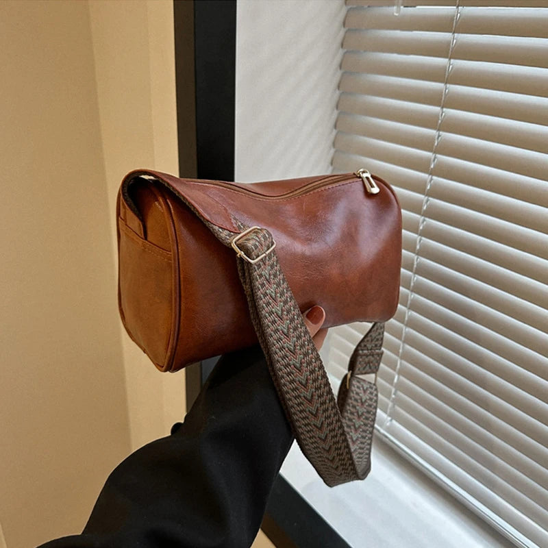 Vintage PU Leather Boston Crossbody Bag