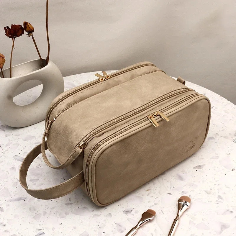 Large Capacity Double Zipper Makeup Bag