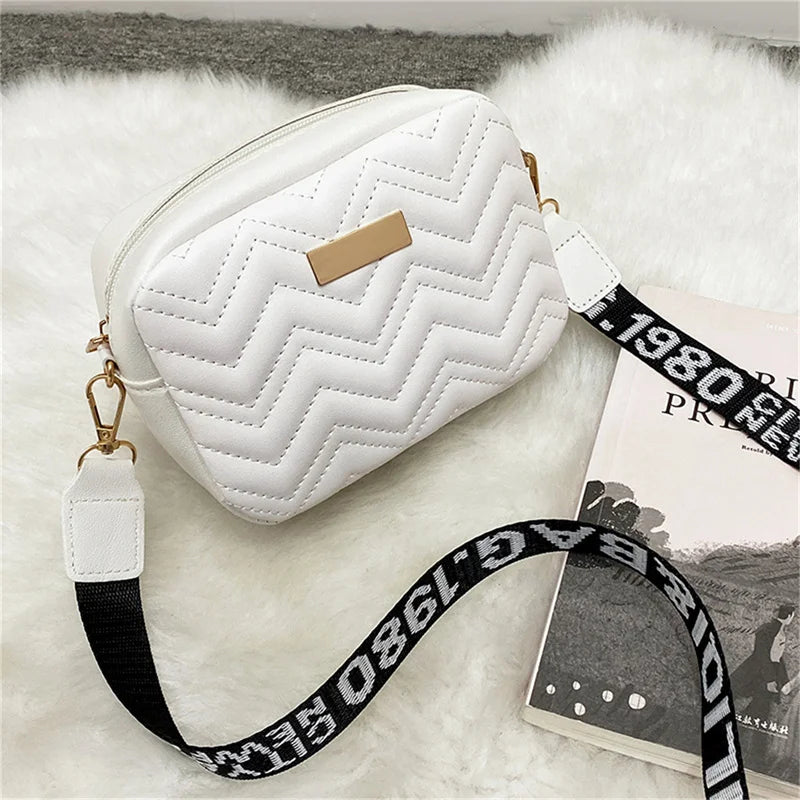 Fashion Solid Color Leather Woven Crossbody Bag