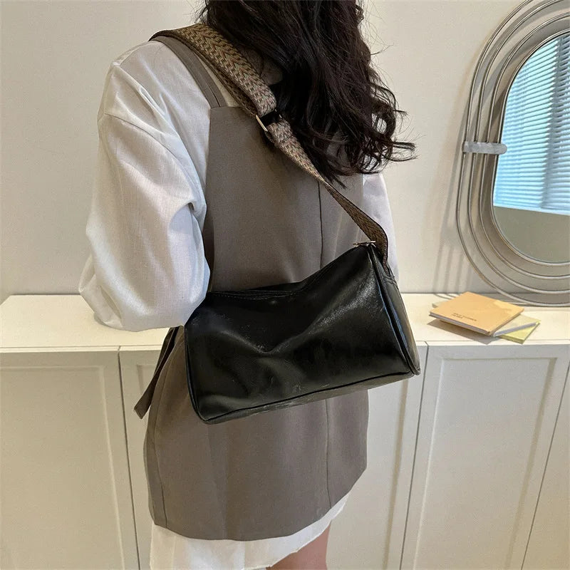 Vintage PU Leather Boston Crossbody Bag