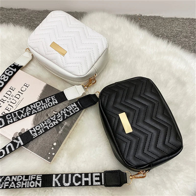 Fashion Solid Color Leather Woven Crossbody Bag