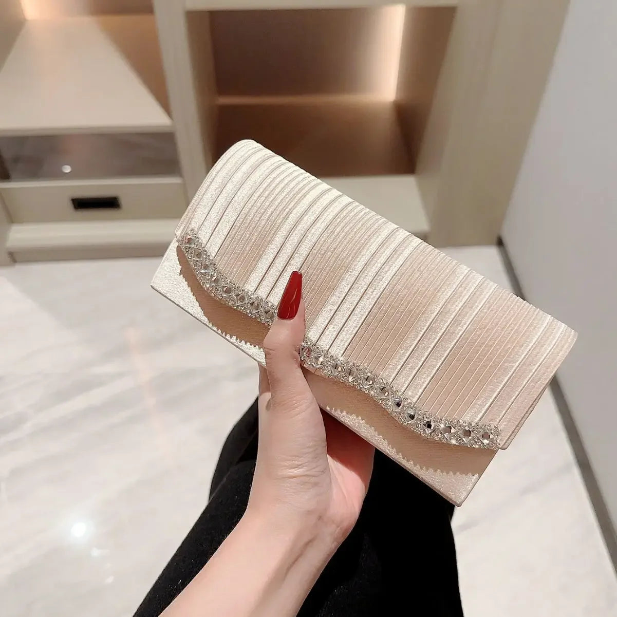 Glitter Silver Envelope Evening Bag