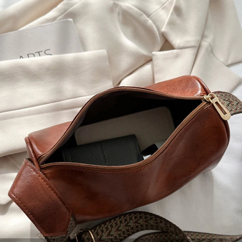 Vintage PU Leather Boston Crossbody Bag